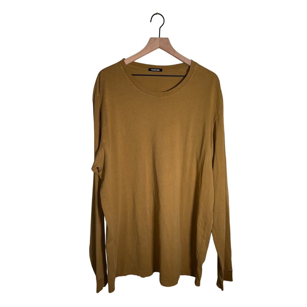 TALENTLESS classic cotton long sleeve minimalist tshirt in mustard L